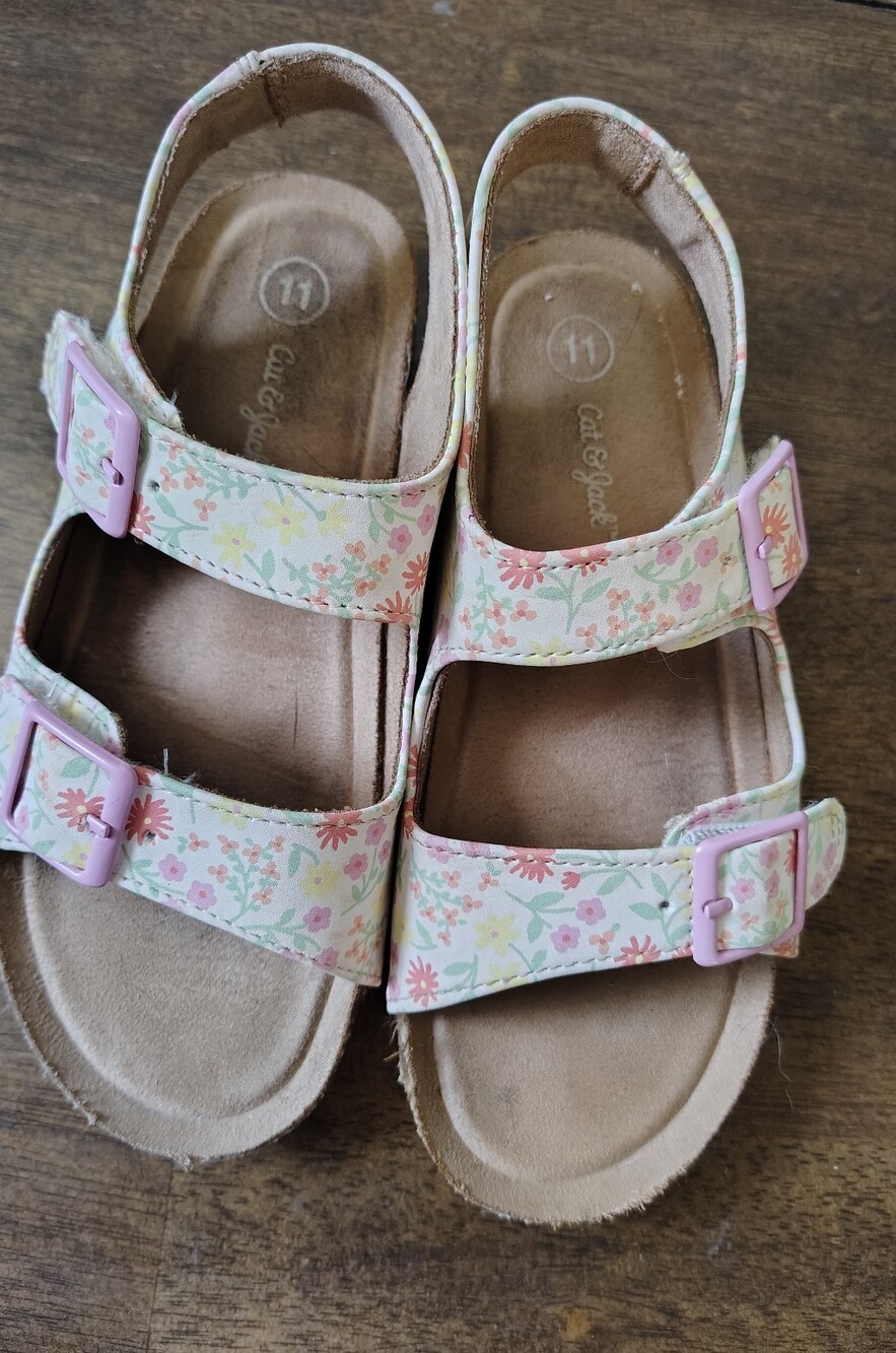 Cat & Jack Reagan Floral Print Footbed Sandals Toddler Girl Size 11